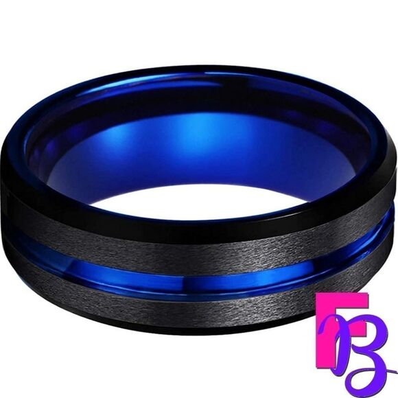 Tungsten Carbide Thin Blue Line Ring size 10 NWT - Picture 4 of 7